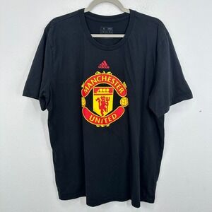 Adidas Manchester United Black Graphic Logo Soccer Football T Shirt Mens XL